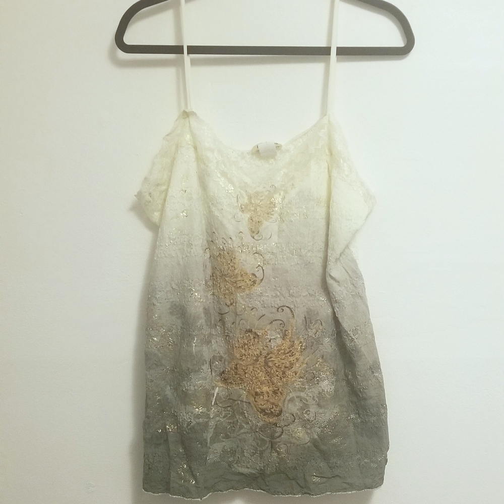 MKM 3X Green & White Tank Top with Butterflies